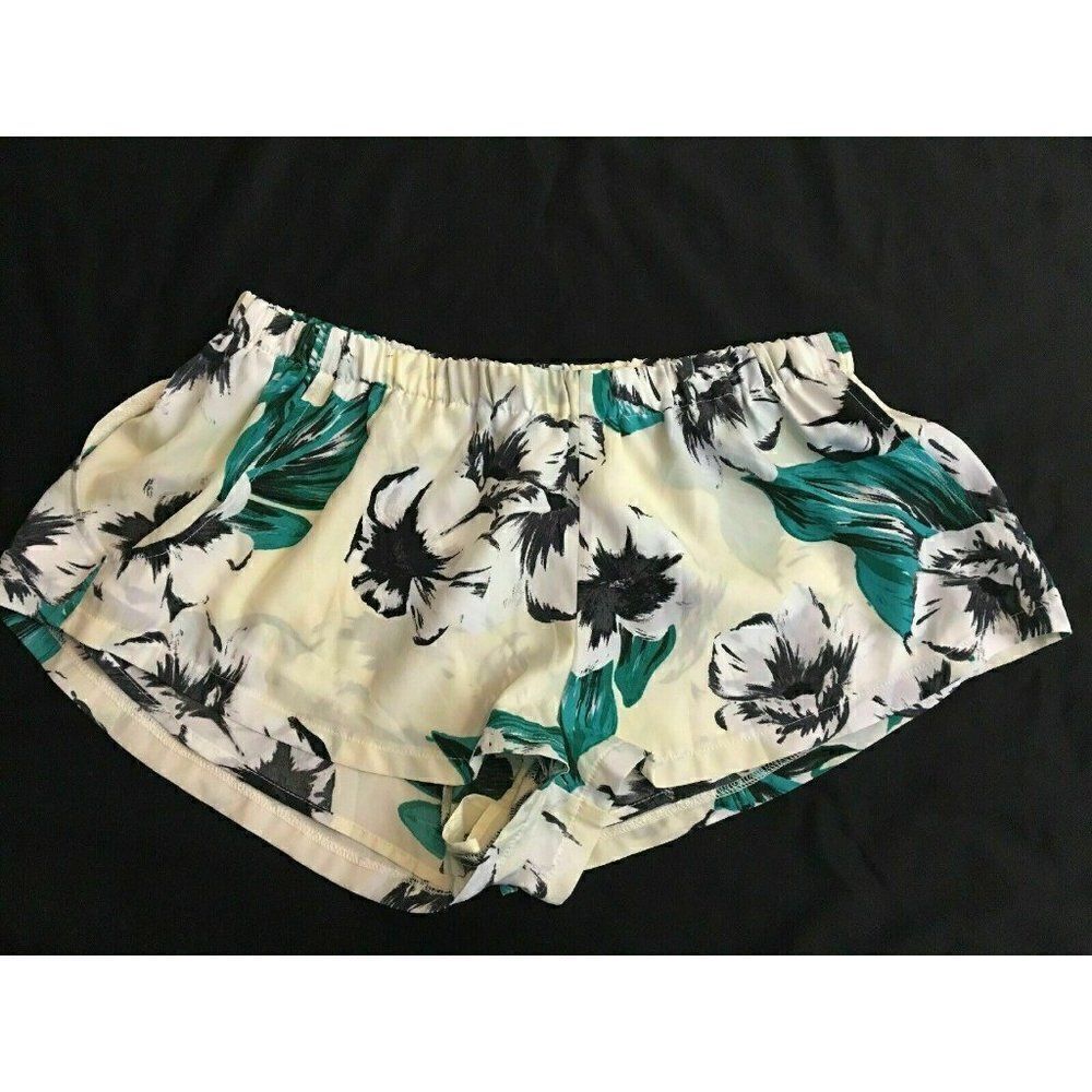 The Fifth Brand Womens Floral Green Black White Ivory Shorts Small